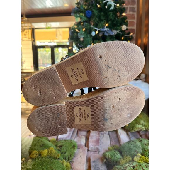 VALENTINO  Navy Blue Rockstud Cork Sandals SZ 37.5 - Picture 8 of 10